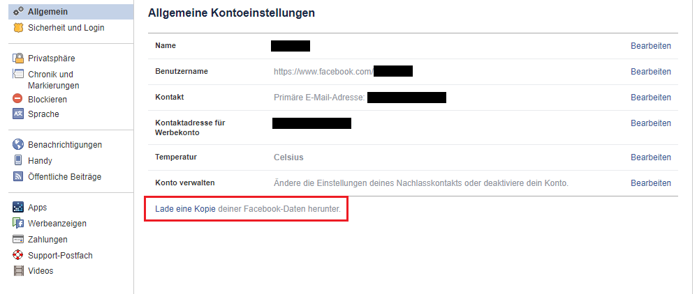 facebook löschen link handy