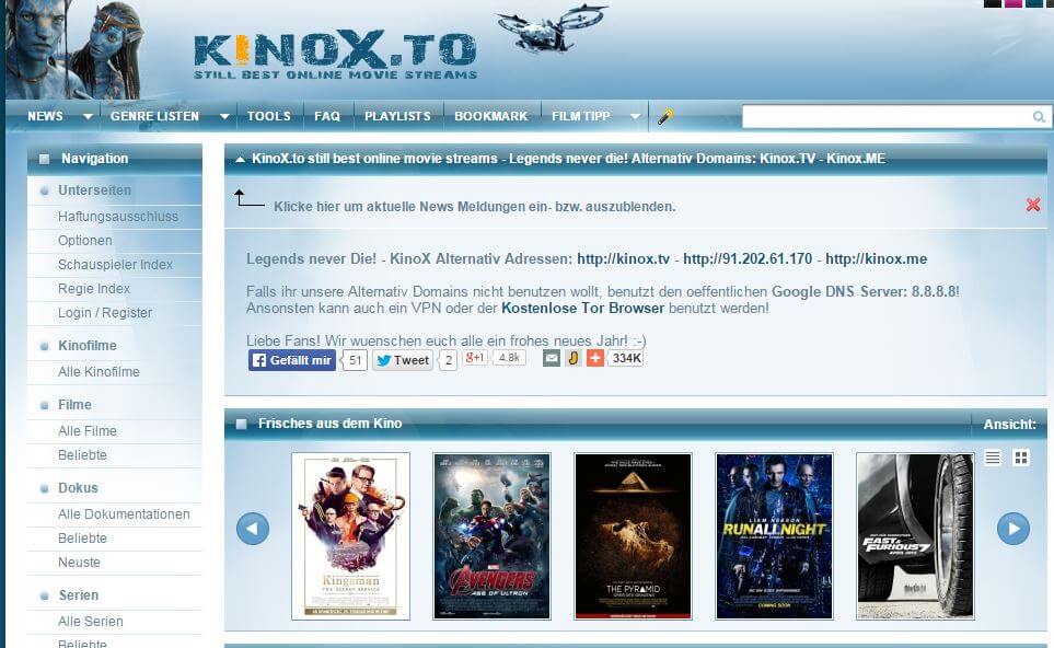 Filme streamen illegal auf kinox.to