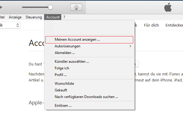 apple passwort ändern über itunes
