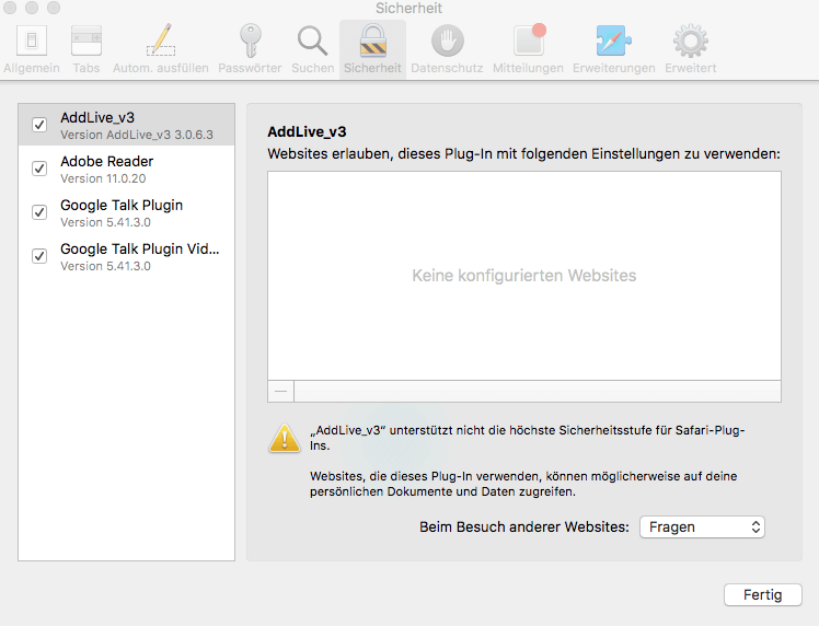 Anleitung zur Deaktivierung von Adobe Flash Player in Safari