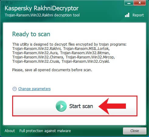 Rakhni Decryption Hauptmenü