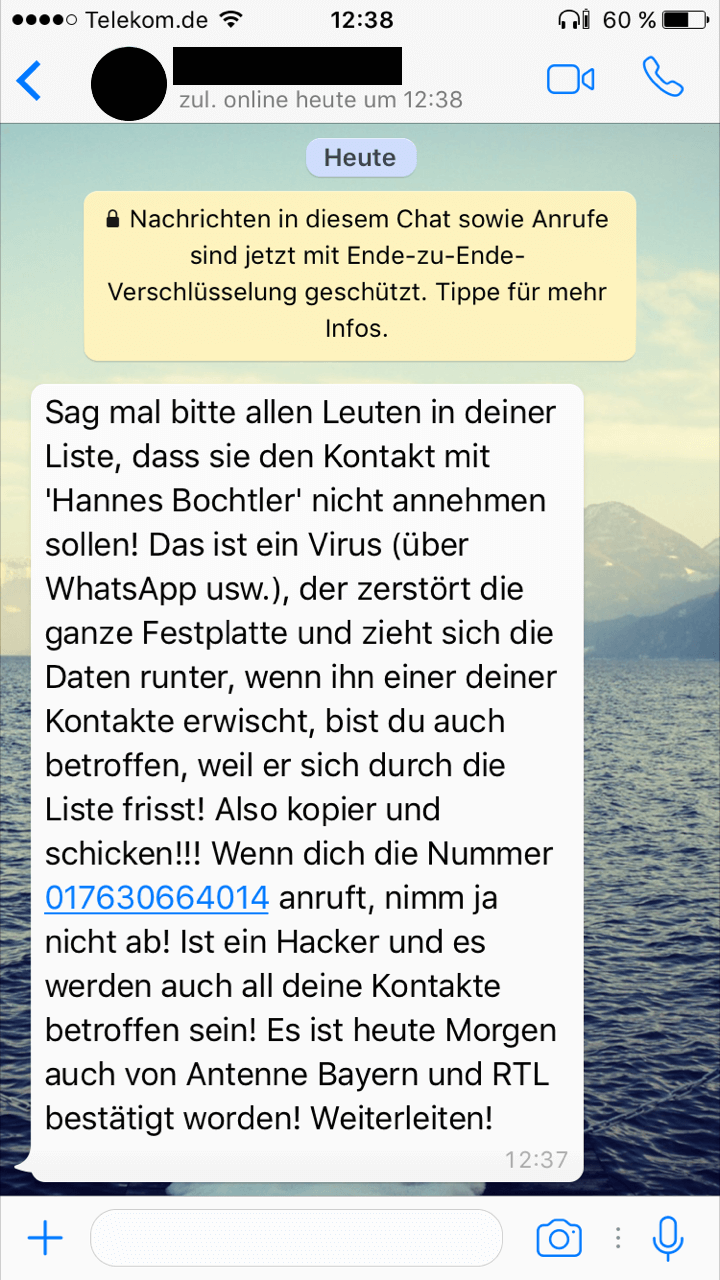 Hannes Bochtler WhatsApp Hoax Spambrief