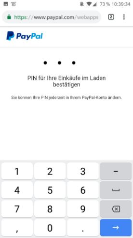 Google Pay -PayPal einrichten - Laden-PIN eingeben