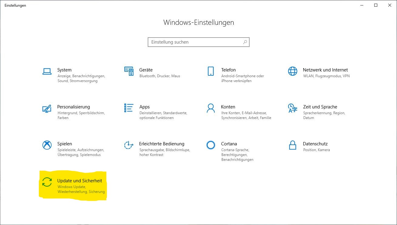 Windows 10 zurücksetzen: Einstellungen